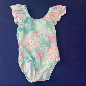 Rufflebutts Girls Toddler Floral One Piece Swimsuit With A Bow And Ruffles 2T